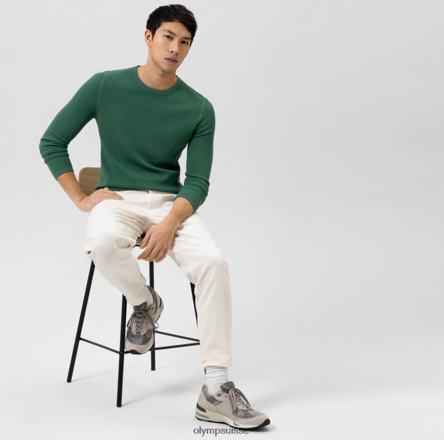 niveau cinq tricots body fit, pull col rond, vert OLYMP vêtements VVP4DB1834