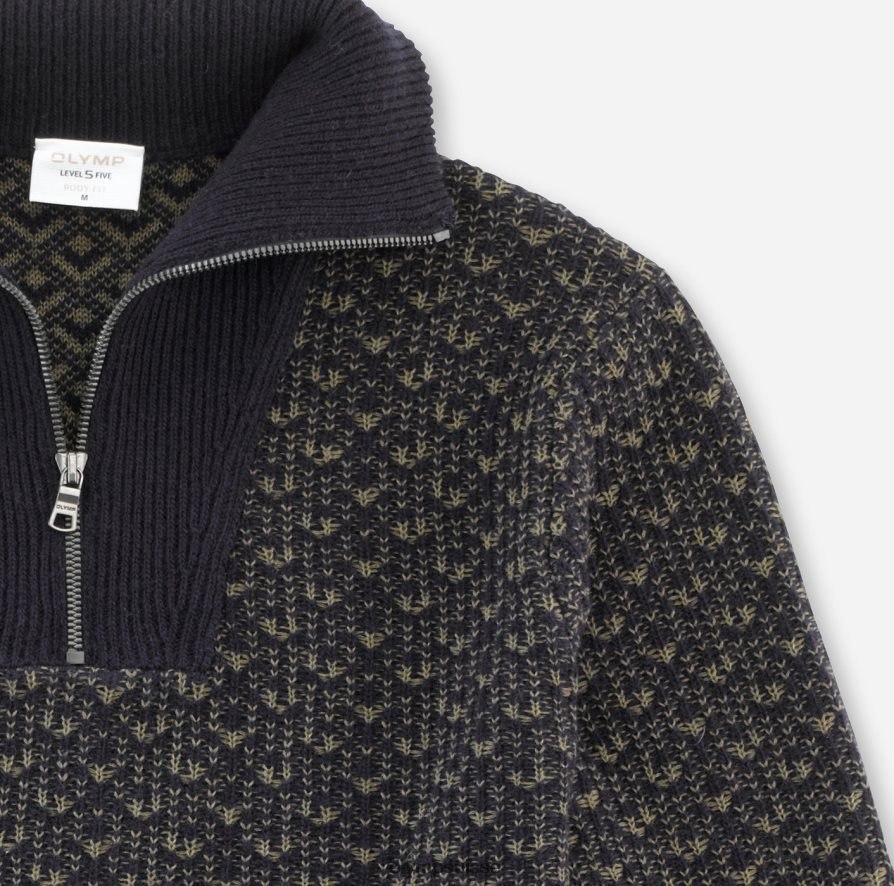 niveau cinq tricots body fit, pull veste zippée, marine OLYMP vêtements VVP4DB1873