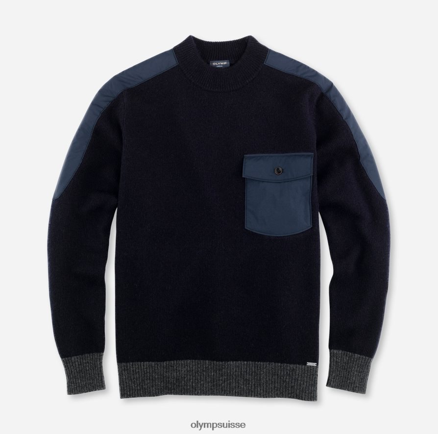 tricot coupe moderne, pull col montant, marine OLYMP vêtements VVP4DB1864
