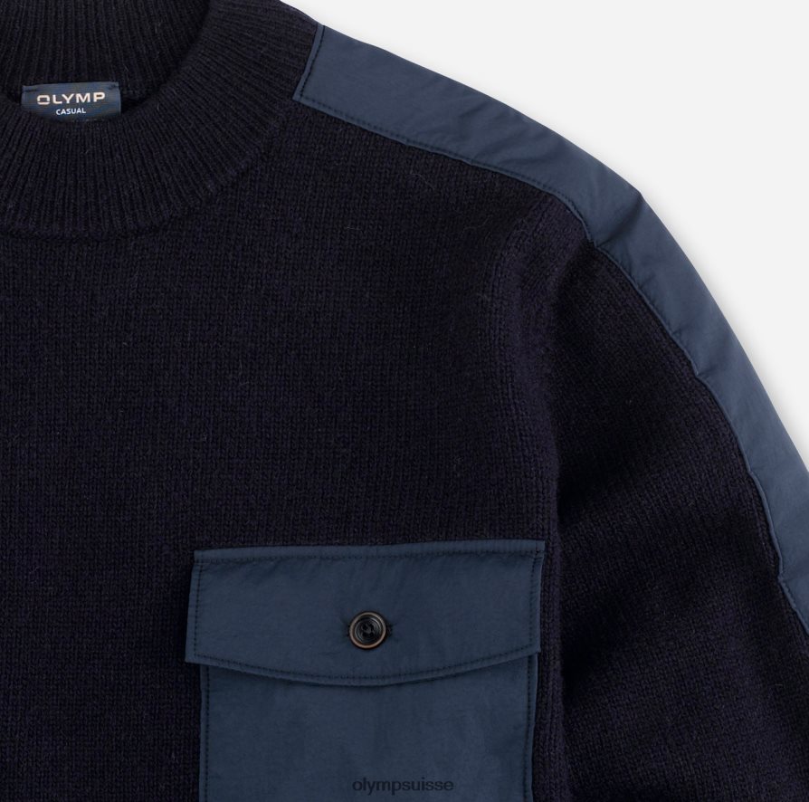 tricot coupe moderne, pull col montant, marine OLYMP vêtements VVP4DB1864
