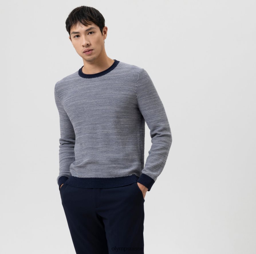 tricot coupe moderne, pull col rond, marine OLYMP vêtements VVP4DB1783
