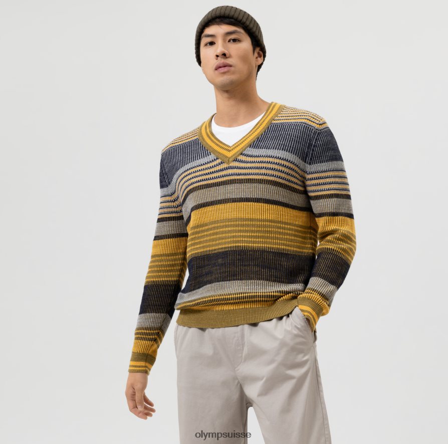 tricot coupe moderne, pull col v, citron vert OLYMP vêtements VVP4DB1833