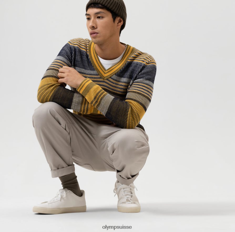 tricot coupe moderne, pull col v, citron vert OLYMP vêtements VVP4DB1833