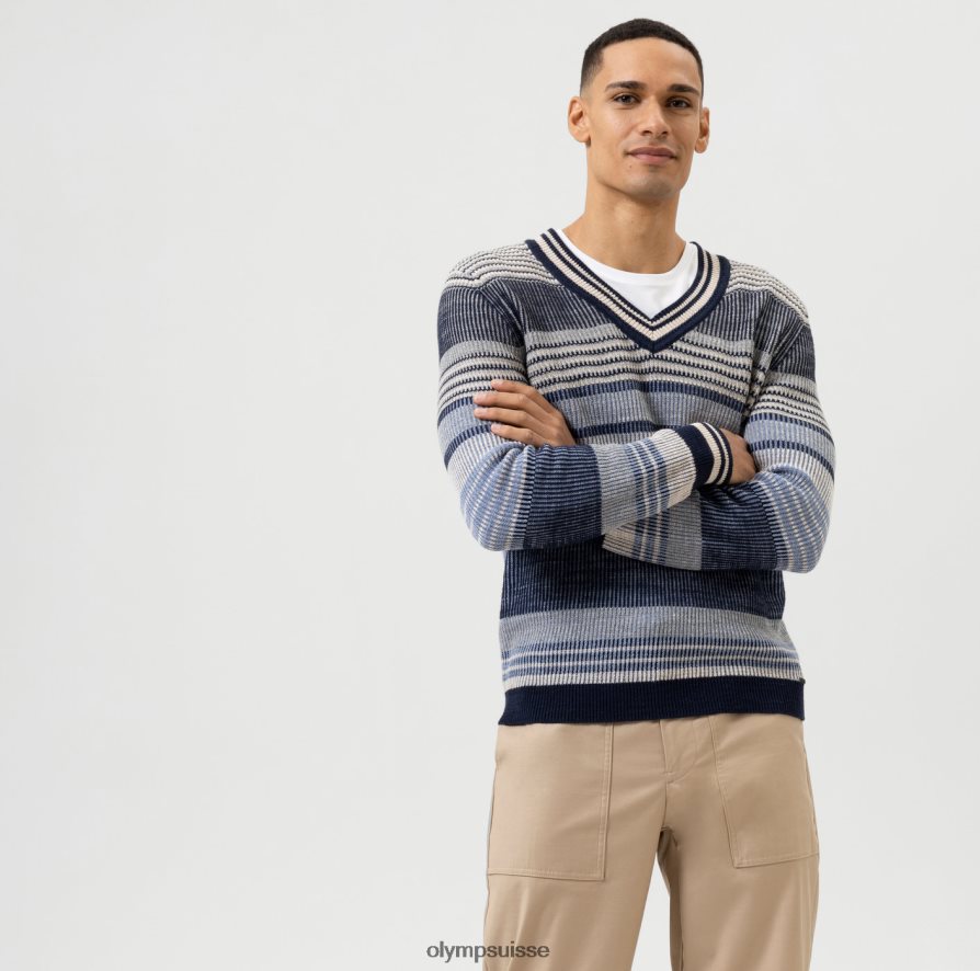 tricot coupe moderne, pull col v, marine OLYMP vêtements VVP4DB1750