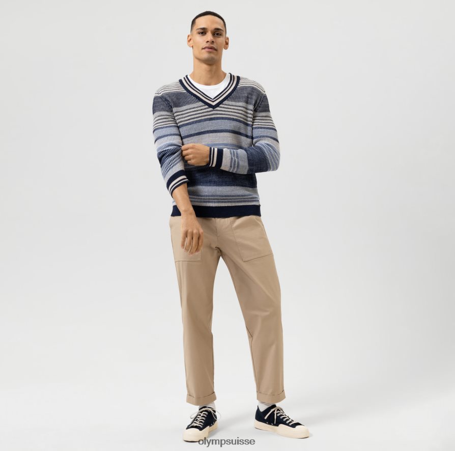 tricot coupe moderne, pull col v, marine OLYMP vêtements VVP4DB1750