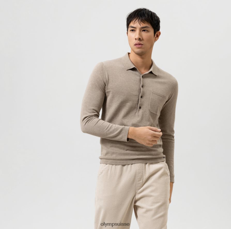 tricot niveau cinq body fit, col polo, camel OLYMP vêtements VVP4DB1845