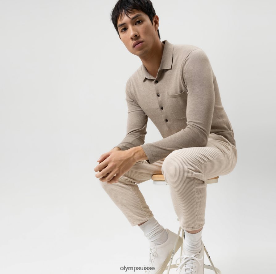 tricot niveau cinq body fit, col polo, camel OLYMP vêtements VVP4DB1845