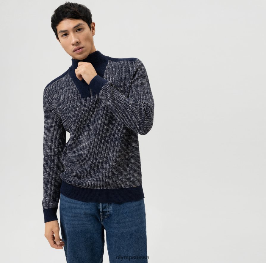 tricots coupe moderne, veste pull-over zippée, marine OLYMP vêtements VVP4DB1749