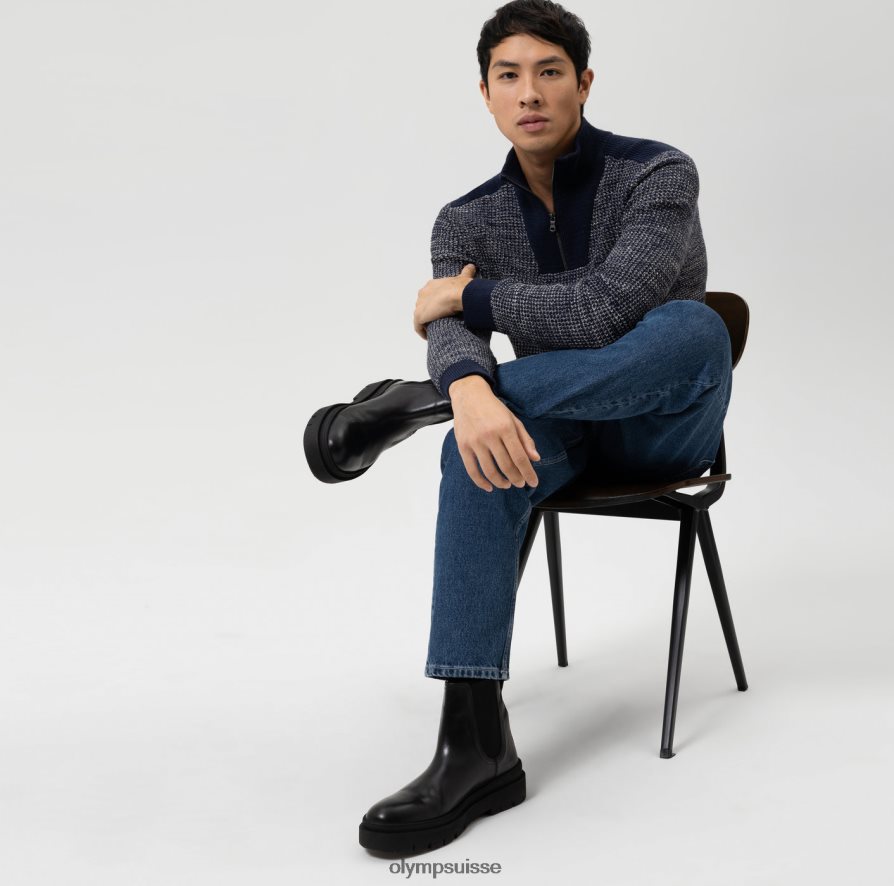 tricots coupe moderne, veste pull-over zippée, marine OLYMP vêtements VVP4DB1749