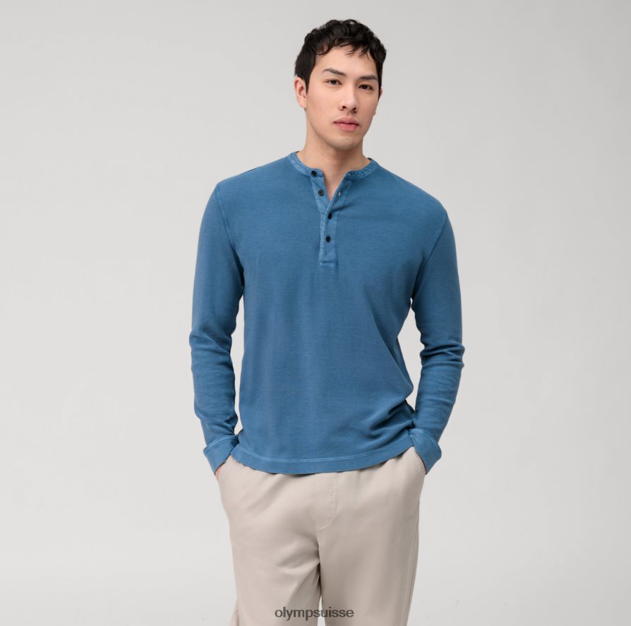 polo décontracté en jersey à manches longues, bleu fumée OLYMP vêtements VVP4DB2129