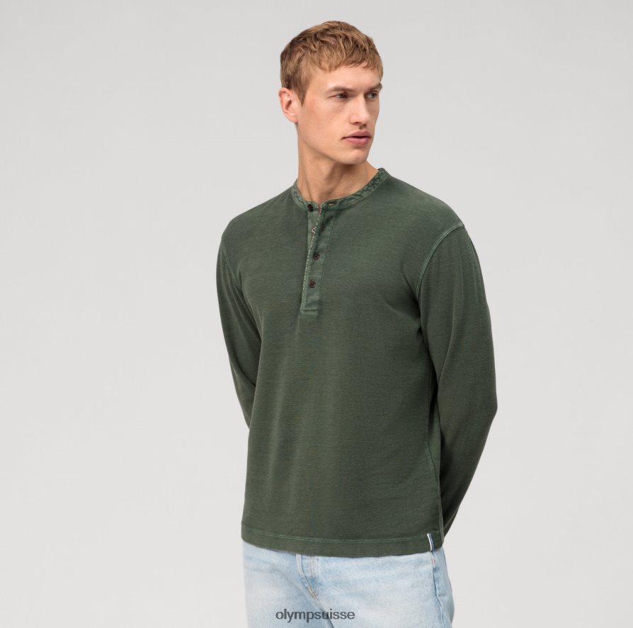 polo décontracté en jersey à manches longues, gris vert OLYMP vêtements VVP4DB2115