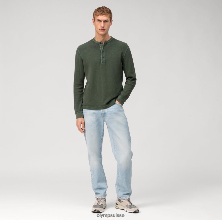 polo décontracté en jersey à manches longues, gris vert OLYMP vêtements VVP4DB2115
