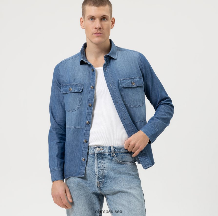 surchemise décontractée, chemise décontractée, kent, indigo OLYMP vêtements VVP4DB1953