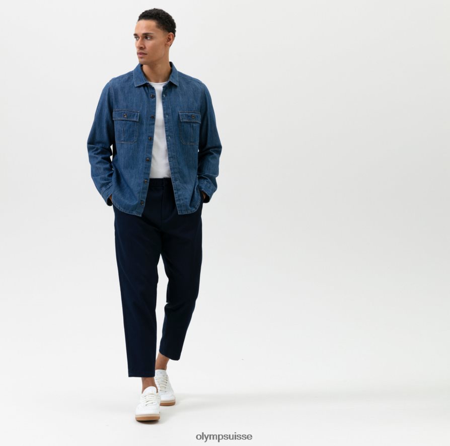 surchemise décontractée, chemise décontractée, kent, indigo OLYMP vêtements VVP4DB1974
