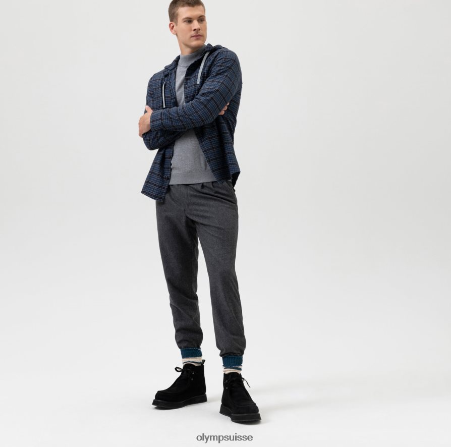 surchemise décontractée intelligente de niveau cinq, chemise décontractée, capuche, marine OLYMP vêtements VVP4DB1966