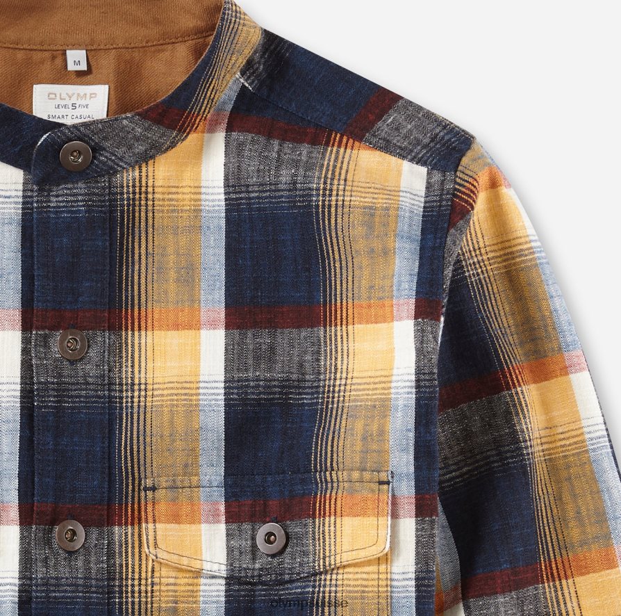 surchemise décontractée intelligente de niveau cinq, chemise décontractée, col montant, marine OLYMP vêtements VVP4DB1963