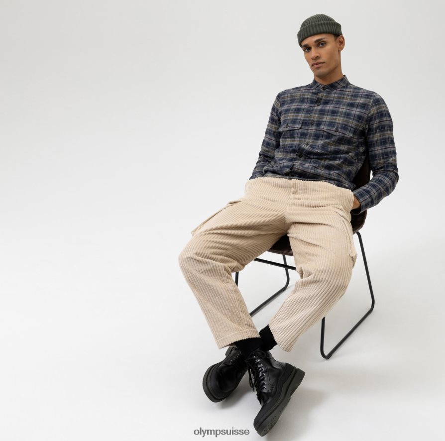 surchemise décontractée intelligente de niveau cinq, chemise décontractée, col montant, marine OLYMP vêtements VVP4DB1973