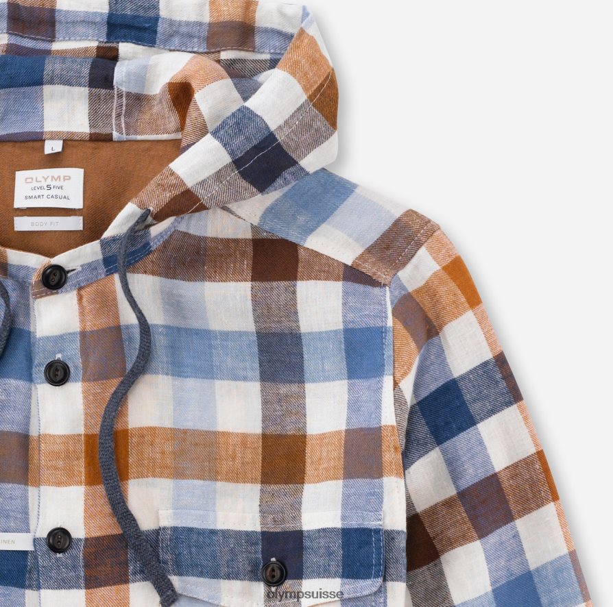 surchemise décontractée intelligente de niveau cinq, chemise décontractée, col montant, marine OLYMP vêtements VVP4DB1977