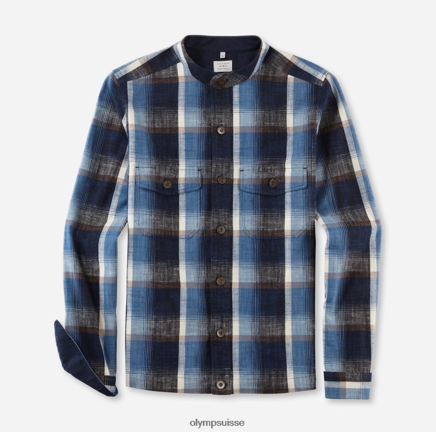 surchemise décontractée intelligente de niveau cinq, chemise décontractée, col montant, marron OLYMP vêtements VVP4DB1952