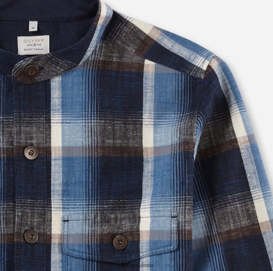 surchemise décontractée intelligente de niveau cinq, chemise décontractée, col montant, marron OLYMP vêtements VVP4DB1952