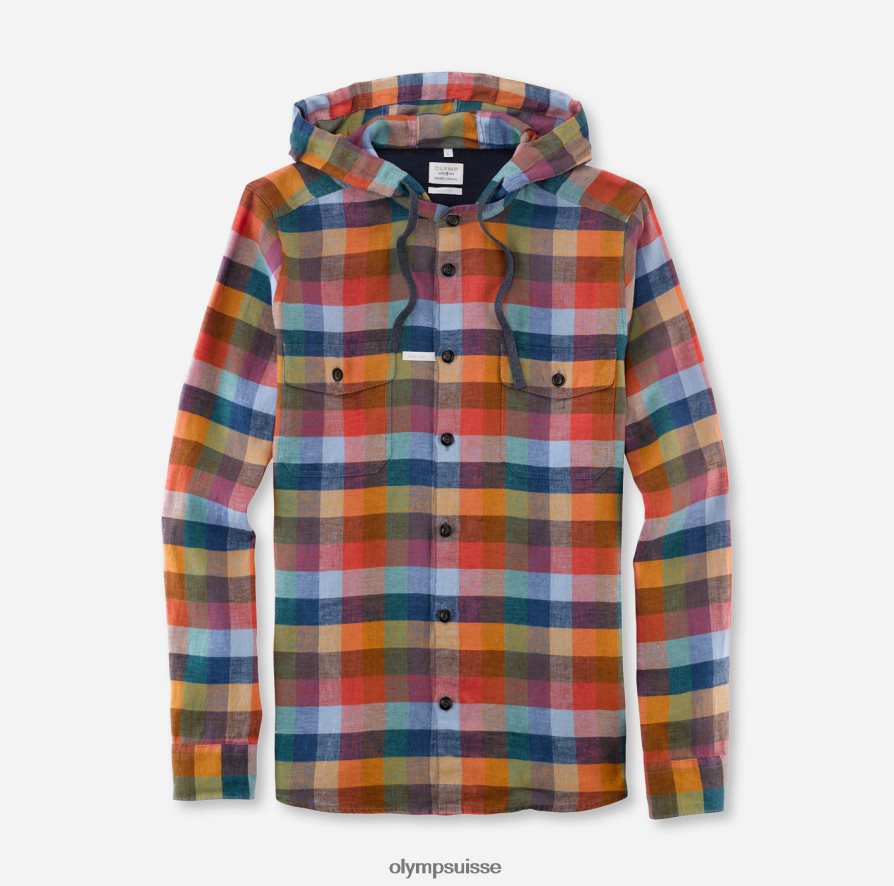 surchemise décontractée intelligente de niveau cinq, chemise décontractée, col montant, rouge OLYMP vêtements VVP4DB1981