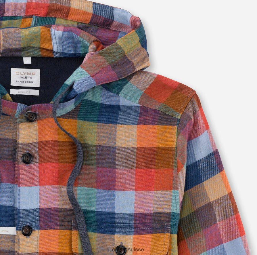 surchemise décontractée intelligente de niveau cinq, chemise décontractée, col montant, rouge OLYMP vêtements VVP4DB1981