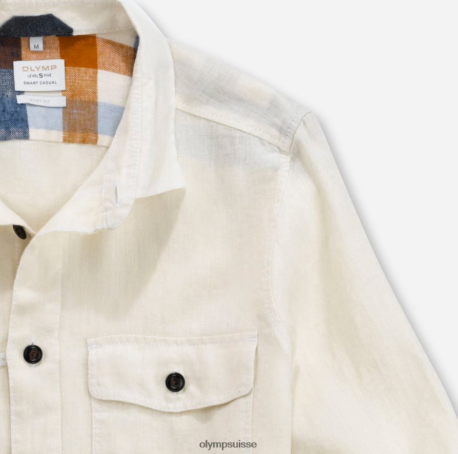 surchemise décontractée intelligente de niveau cinq, chemise décontractée, kent, blanc cassé OLYMP vêtements VVP4DB1950