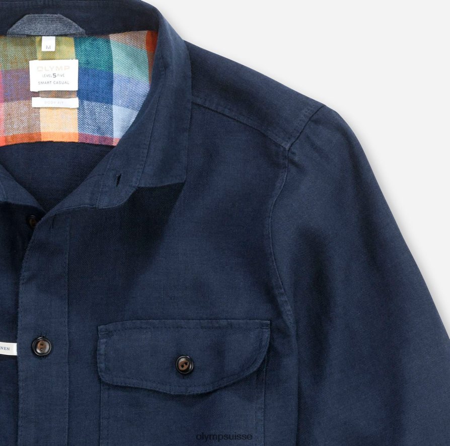surchemise décontractée intelligente de niveau cinq, chemise décontractée, kent, bleu nuit OLYMP vêtements VVP4DB1956