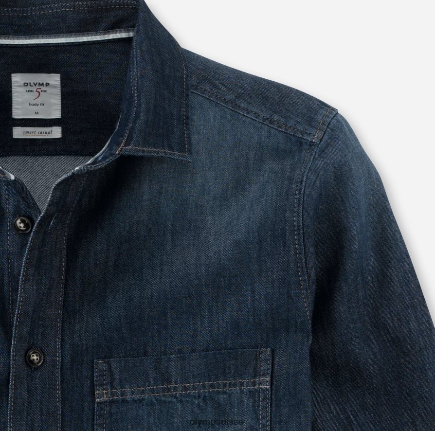surchemise décontractée intelligente de niveau cinq, chemise décontractée, kent, marine OLYMP vêtements VVP4DB1983