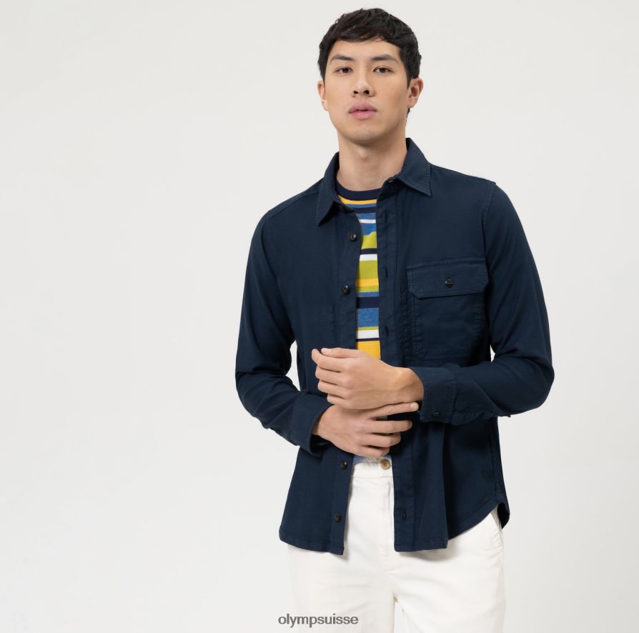 surchemise décontractée intelligente de niveau cinq, chemise décontractée, marine OLYMP vêtements VVP4DB1957