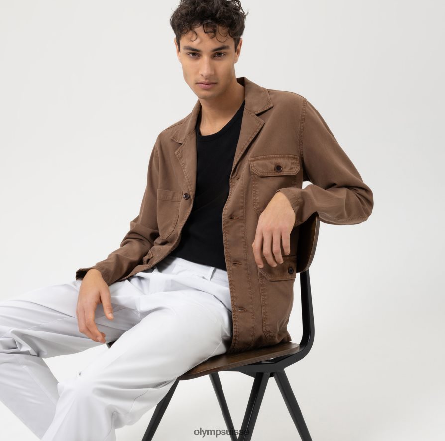 surchemise décontractée intelligente de niveau cinq, chemise décontractée, marron OLYMP vêtements VVP4DB1961